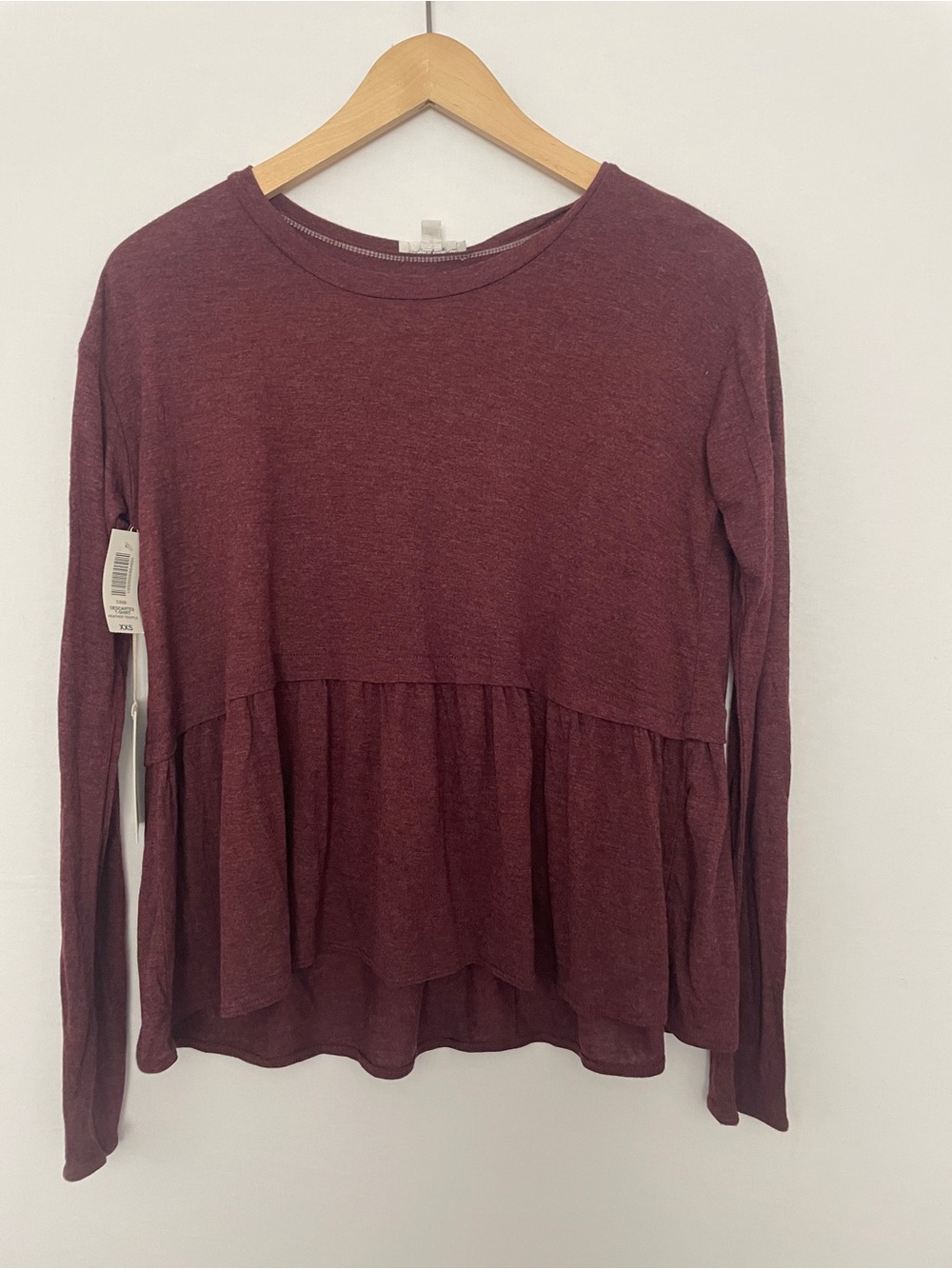 Wilfred Long-Sleeve Peplum Top - Burgundy